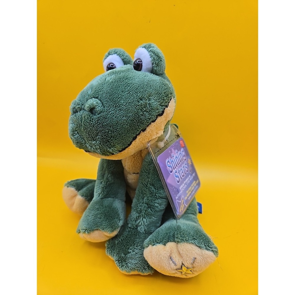 Russ Shining Star Alligator Plush Stuffed Animal Green Yellow 8" Sitting